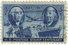 Z VENDIDO USA 1947 Scott 947 Sello Centenario US Postage Presidentes Washington Y Franklin Usado